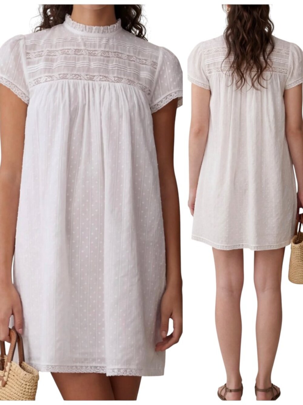 Sorella Kiere White Cotton Lace Mini Dress NWT Medium Cottagecore